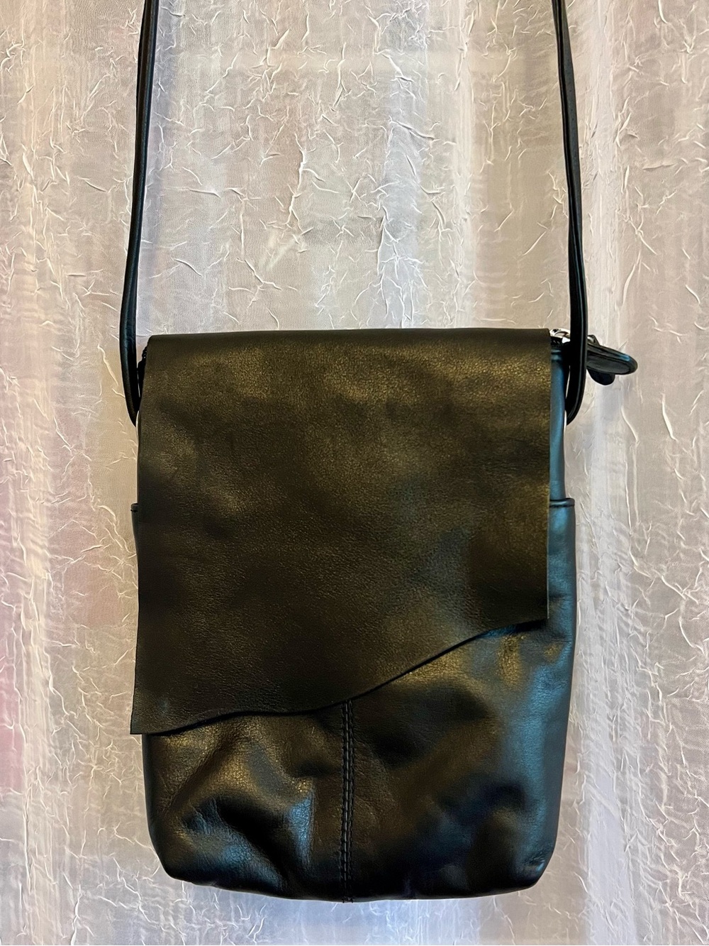 🖤ili New York Leather Mini Sac Flap Crossbody Black Bag